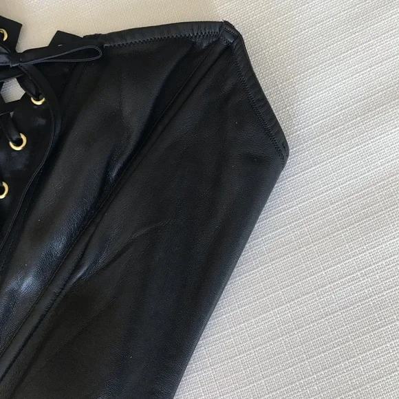 Victoria’s Secret Black Love Letters Faux Leather Teddy Bodysuit, NWT, Lace Up - Picture 8 of 16